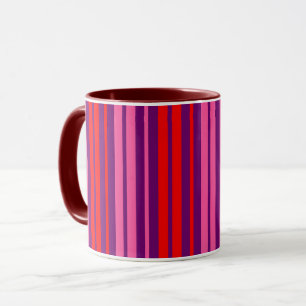 Paars Roze Rood Verticaal Strepen Design Mok