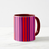 Paars Roze Rood Verticaal Strepen Design   Mok (Voorkant rechts)