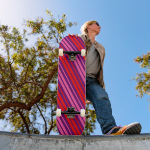 Paars Roze Rood Verticaal Strepen Design   Persoonlijk Skateboard