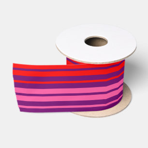 Paars Roze Rood Verticaal Strepen Design   Satijnen Lint