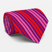 Paars Roze Rood Verticaal Strepen Design   Stropdas (Opgerold)