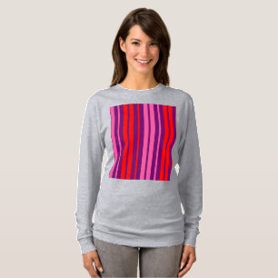 Paars Roze Rood Verticaal Strepen Design   T-shirt