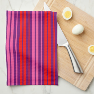 Paars Roze Rood Verticaal Strepen Design Theedoek