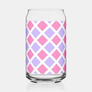 Paars Roze Ruitjes Diamant Patroon Blikvorm Glas