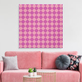 Paars Roze Ruitjes Diamant Patroon Canvas Afdruk (Insitu (Woonkamer))