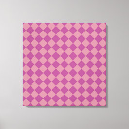 Paars Roze Ruitjes Diamant Patroon Canvas Afdruk