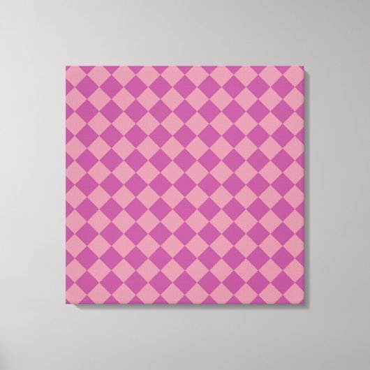 Paars Roze Ruitjes Diamant Patroon Canvas Afdruk (Voorkant)