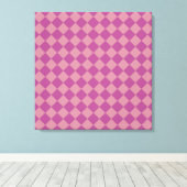 Paars Roze Ruitjes Diamant Patroon Canvas Afdruk (Insitu (Houten vloer))