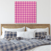 Paars Roze Ruitjes Diamant Patroon Canvas Afdruk (Insitu (Slaapkamer))