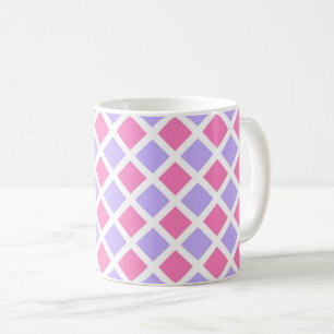 Paars Roze Ruitjes Diamant Patroon Koffiemok