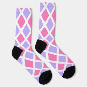 Paars Roze Ruitjes Diamant Patroon Sokken (Rechts)