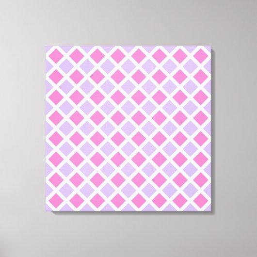 Paars Roze Rut Diamant Patroon Canvas Afdruk (Voorkant)