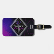 paars roze schaar bagagelabel