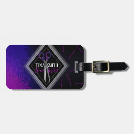 paars roze schaar bagagelabel (Voorkant horizontaal)