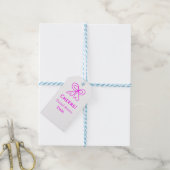 Paars roze strik bruidsfeest met naam cadeaulabel (Met Touw)