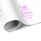 Paars roze strik bruidsfeest met naam cadeaupapier (Rol Hoek)