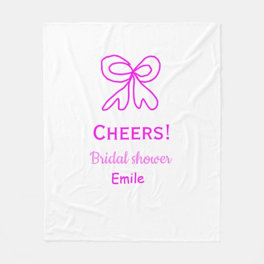 Paars roze strik bruidsfeest met naam fleece deken (Voorkant)