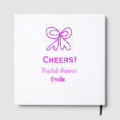 Paars roze strik bruidsfeest met naam gastenboek (Achterkant)