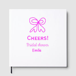 Paars roze strik bruidsfeest met naam gastenboek