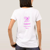 Paars roze strik bruidsfeest met naam t-shirt (Achterkant)