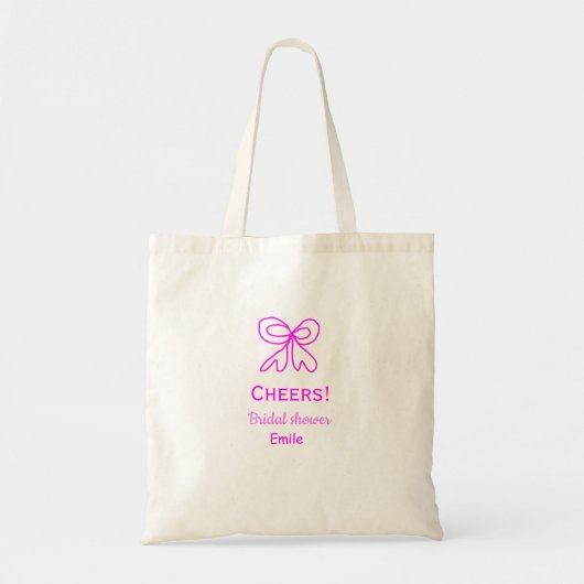 Paars roze strik bruidsfeest met naam tote bag (Voorkant)