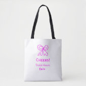 Paars roze strik bruidsfeest met naam tote bag (Voorkant)
