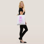 Paars roze strik bruidsfeest met naam tote bag (Op model)