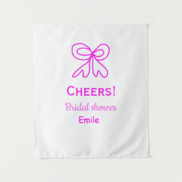 Paars roze strik bruidsfeest met naam wandkleed