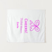 Paars roze strik bruidsfeest met naam wandkleed (Voorkant (horizontaal))