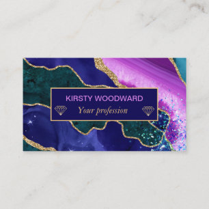 Paars, Roze & Teal Gouden Glitter Agate Visitekaartje