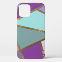 Paars Roze Teal Turquoise & Brons Goud Geometrisch