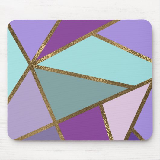 Paars Roze Teal Turquoise & Brons Goud Geometrisch Muismat (Voorkant)