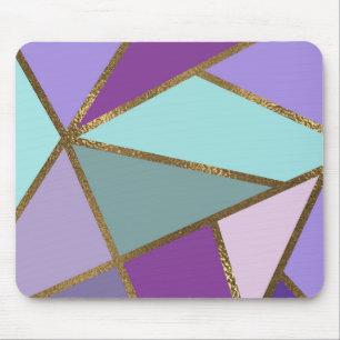 Paars Roze Teal Turquoise & Bronzen Goud Geometris Muismat