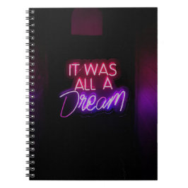 Paars-roze tekstkunst Het was allemaal een droomte Notitieboek