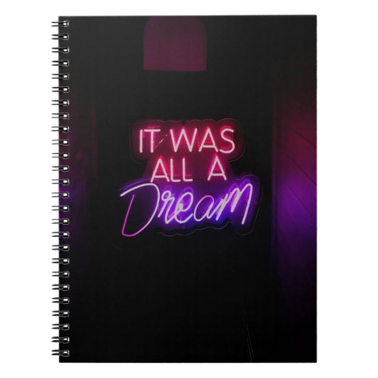 Paars-roze tekstkunst Het was allemaal een droomte Notitieboek (Voorkant)