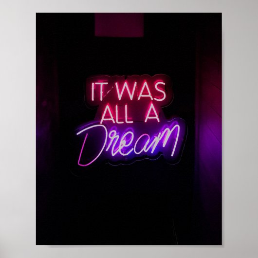 Paars-roze tekstkunst Het was allemaal een droomte Poster (Voorkant)