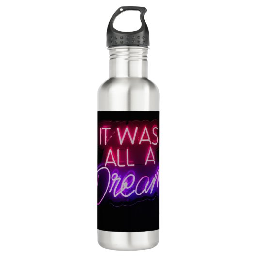 Paars-roze tekstkunst Het was allemaal een droomte Waterfles (Voorkant)