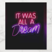 Paars-roze tekstkunst Het was allemaal een droomte Wijn Etiket (Enkel label)