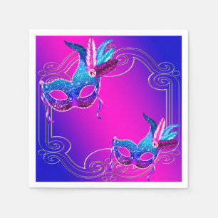 Paars Roze Turquoise Blauwe Maskerade Feest Servet