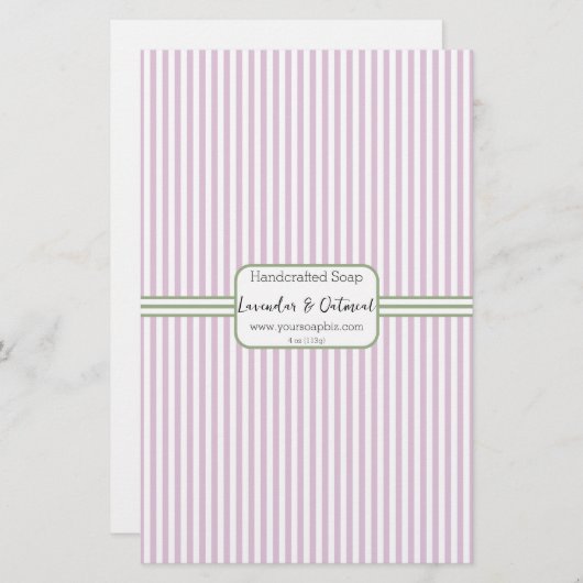Paars-roze, verticale stripe zeep — papierblad (Voorkant / Achterkant)