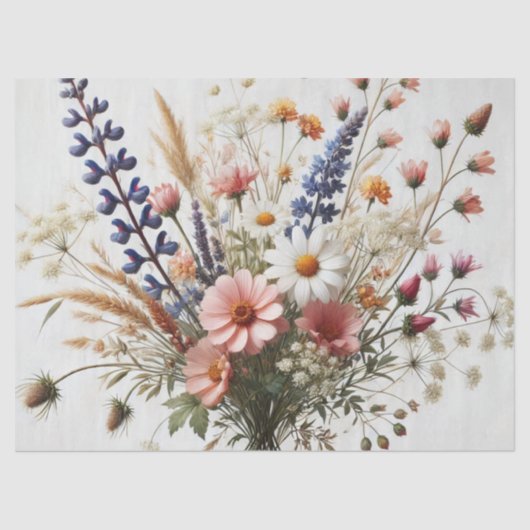 Paars Roze Wilde Bloemen Tissuepapier (Voorkant)