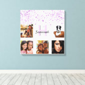 Paars roze witte fotocollage monogram canvas afdruk (Insitu (Houten vloer))