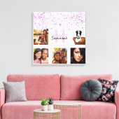 Paars roze witte fotocollage monogram canvas afdruk (Insitu (Woonkamer))