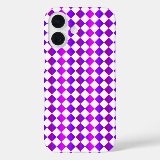 Paars Roze Witte Ruitjes Diamant Patroon Case-Mate iPhone Case (Achterkant)