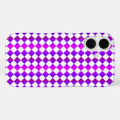 Paars Roze Witte Ruitjes Diamant Patroon Case-Mate iPhone Case (Achterkant (horizontaal))