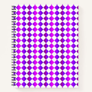 Paars Roze Witte Ruitjes Diamant Patroon Notitieboek