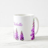 Paars roze witte wildbloemen bloemen monogram koffiemok (Voorkant rechts)