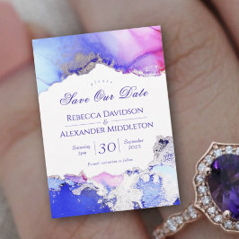 Paars Roze Zilver Abstract Trouwen Save The Date