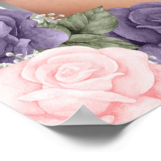 Paars Roze Zilver Foto Herdenking Funeral Bord Poster (Hoek)