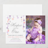 Paars roze zilver Glitter Birthday-uitnodiging Kaart (Voorkant / Achterkant)